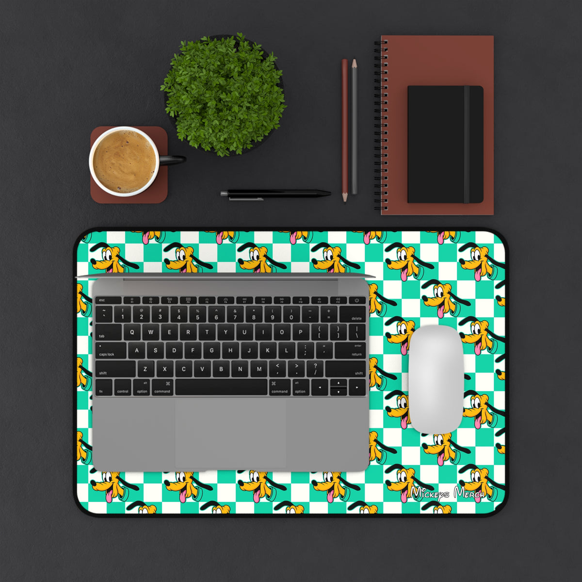 Teal Checkerboard Pluto Stateroom Desk Mat