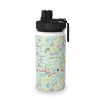 Character Autographs on Green Stainless Steel Water Bottle