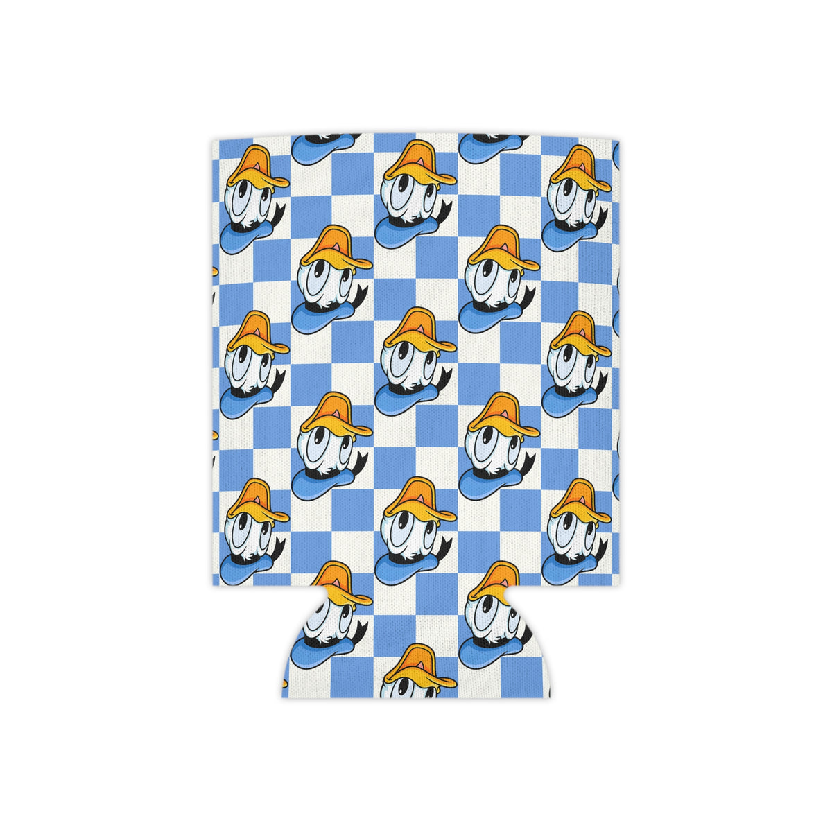 Blue Checkerboard Donald Can Cooler Drink Koozie