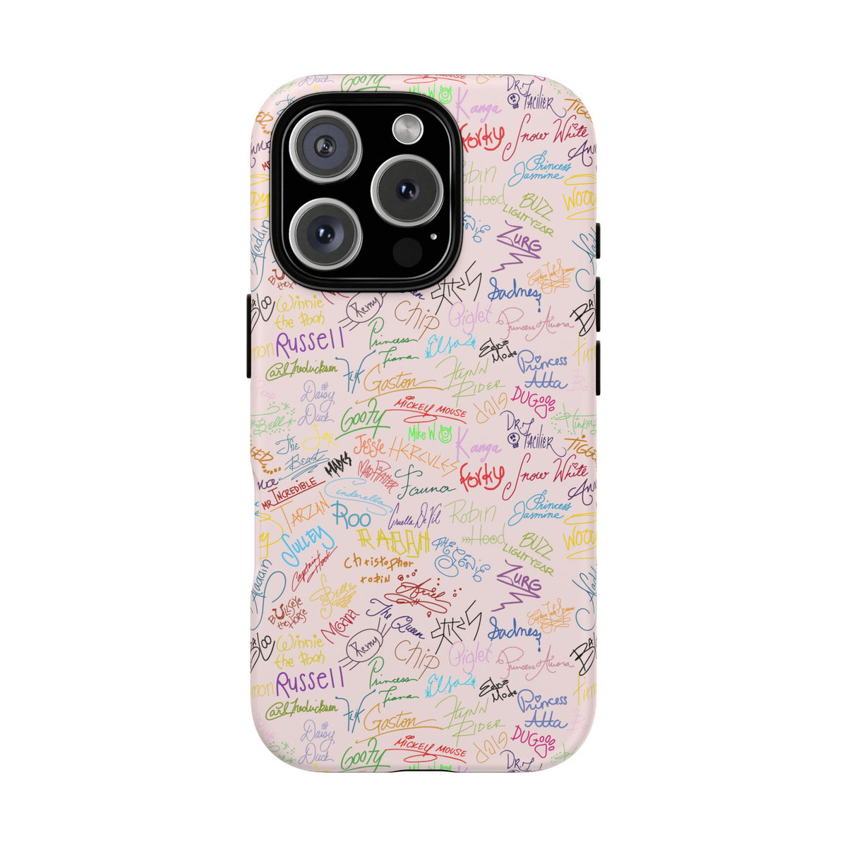 Character Autographs on Pink Resort Ready Cell Phone Tech Case