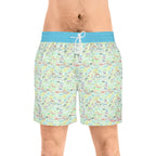 Character Autographs on Green Swim Trunks