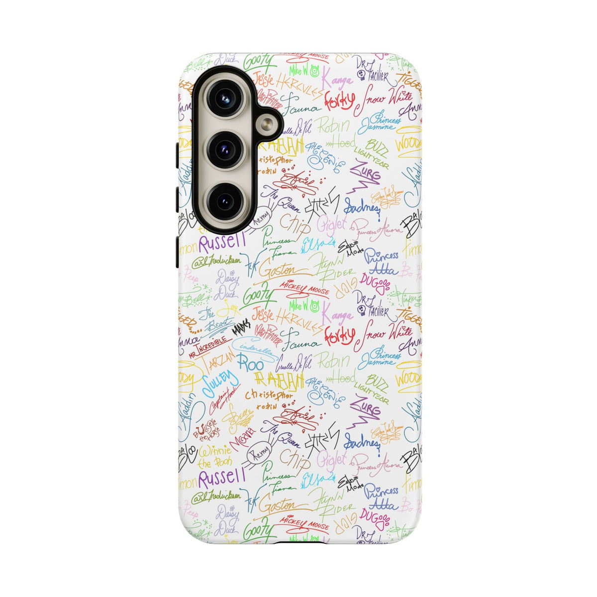 Character Autographs on White Resort Ready Cell Phone Tech Case