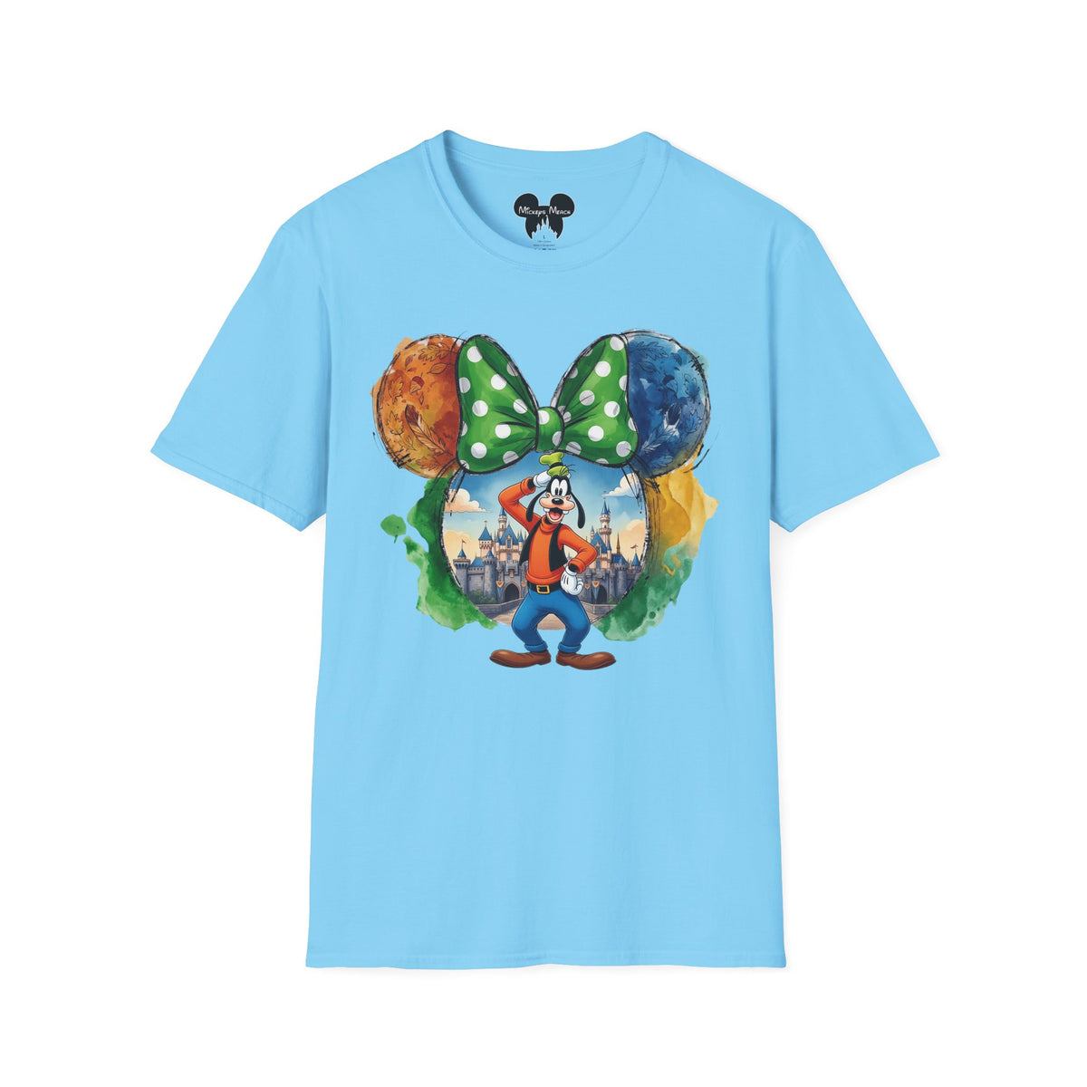 Sensational Six - Goofy's Bright Lime Bow Castle Vignette Unisex Graphic Tee