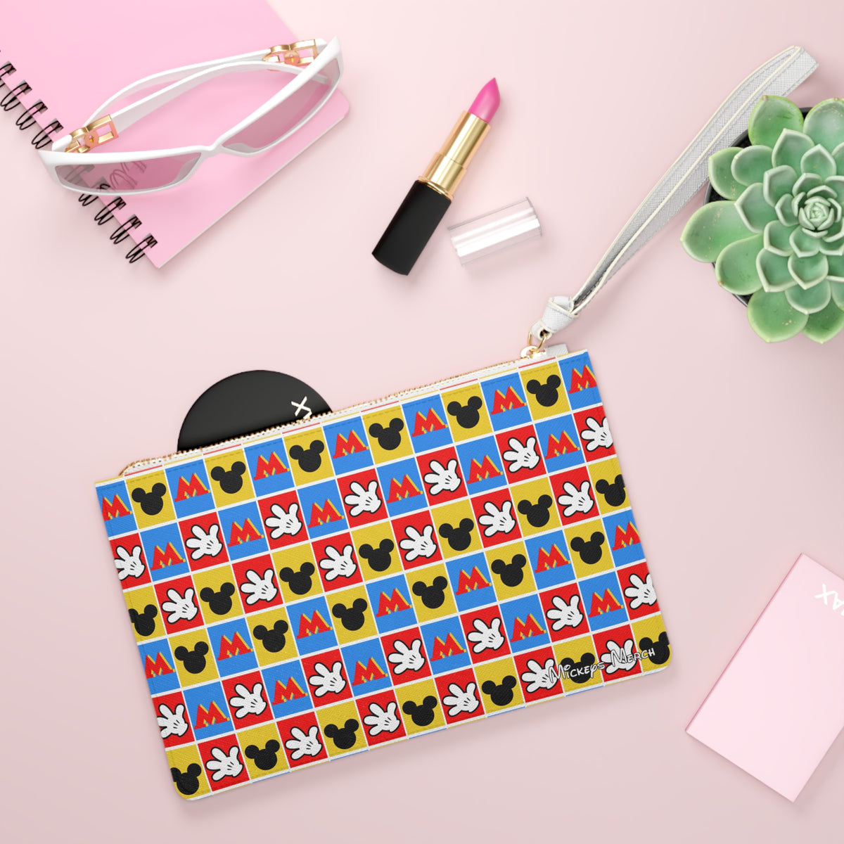 Checkerboard Mickey Hands Convertible Wristlet Clutch