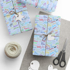 Character Autographs on Blue Wrapping Paper Roll