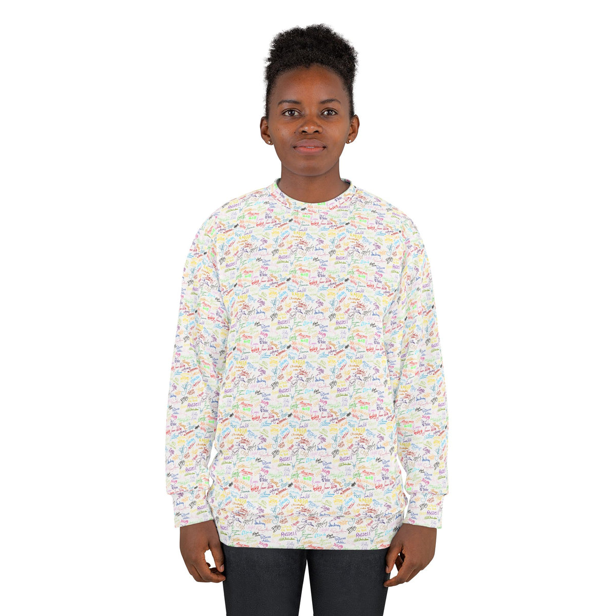Character Autographs on White Unisex Crewneck Sweatshirt