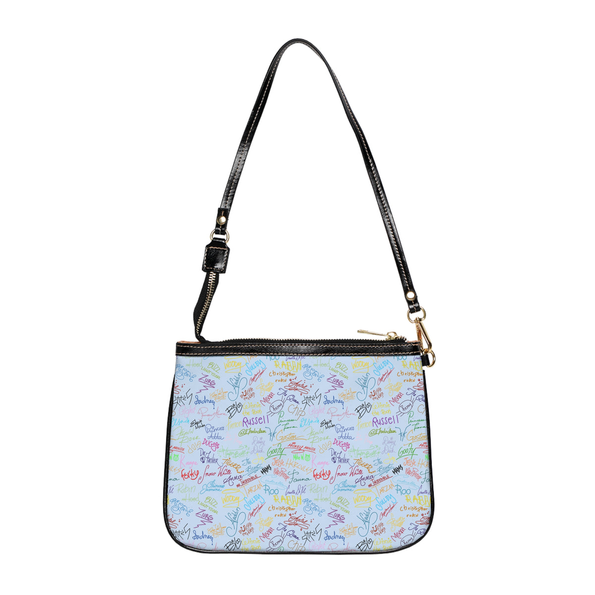 Character Autographs on Blue Small Shoulder Bag