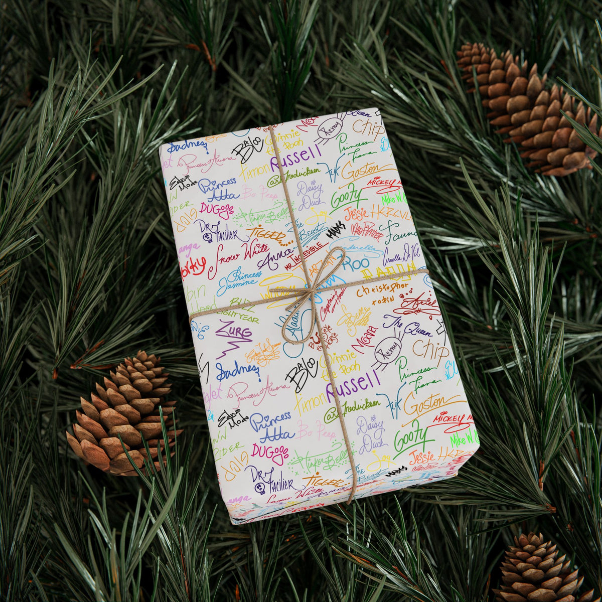 Character Autographs on White Wrapping Paper Roll