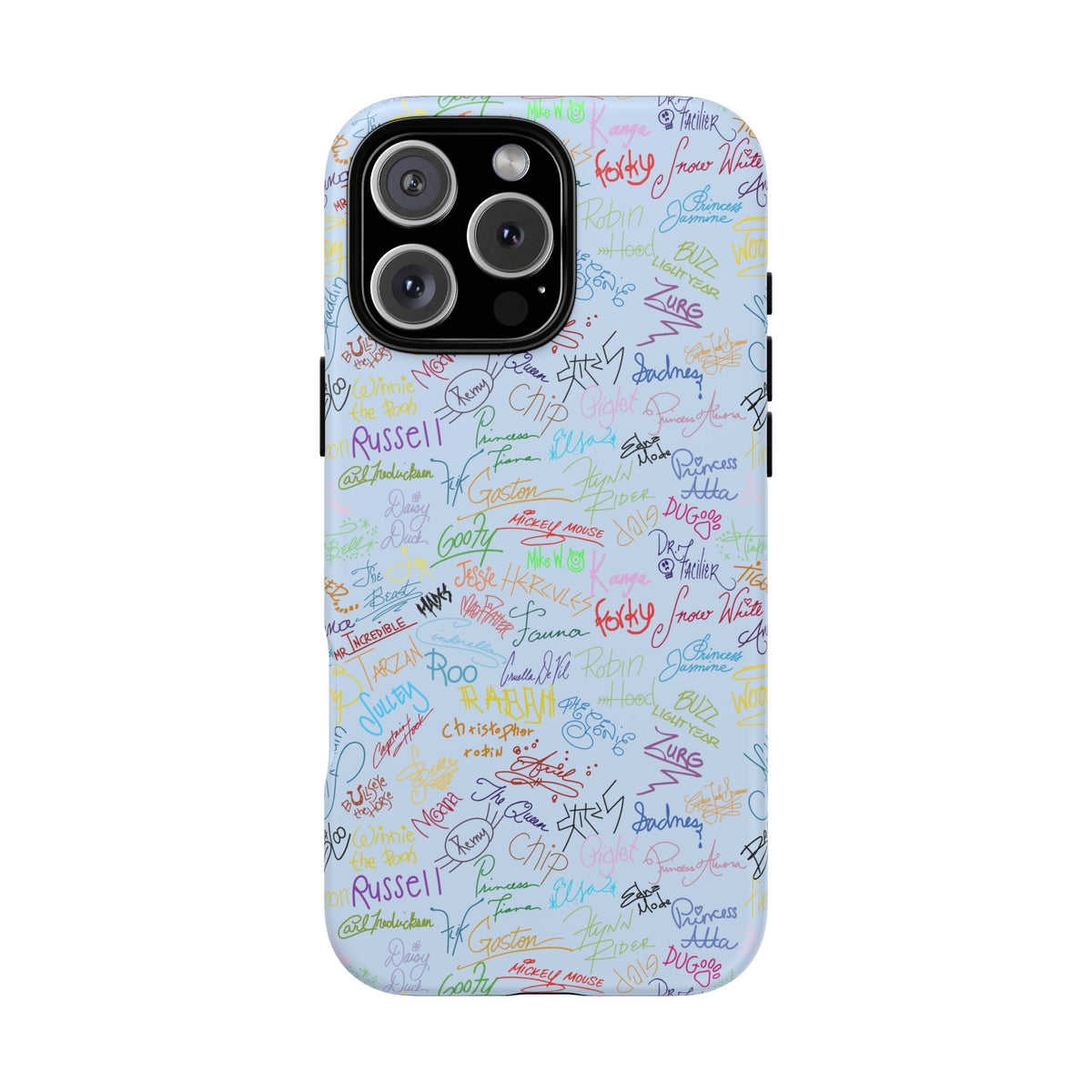 Character Autographs on Blue Resort Ready Cell Phone Tech Case