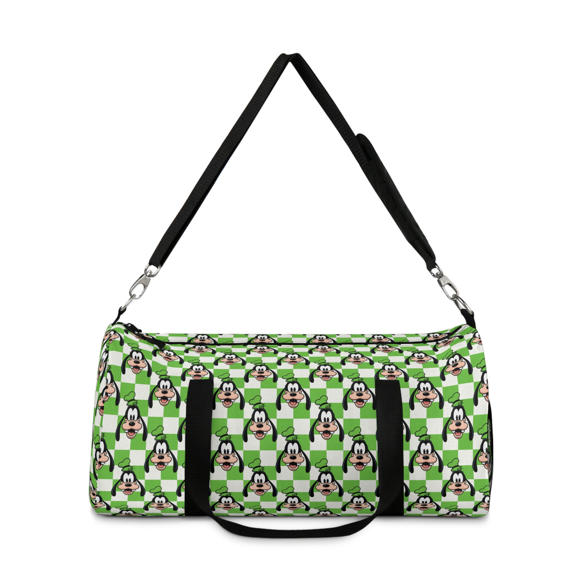 Green Checkerboard Goofy Travel Duffel Bag