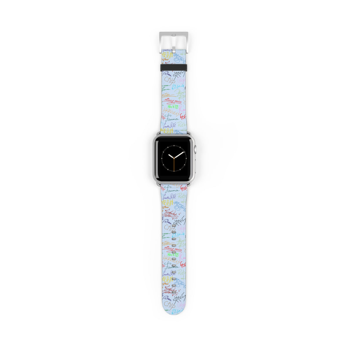 Character Autographs on Blue Whimsical Watch Band - Apple