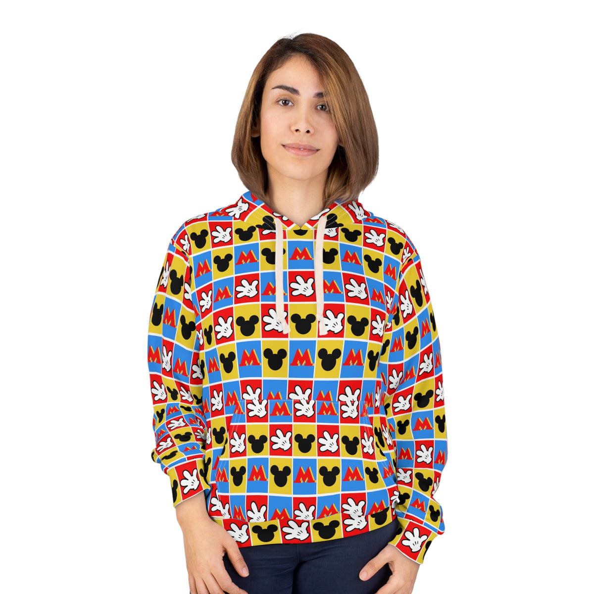 Checkerboard Mickey Hands Hooded Sweatshirt