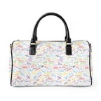 Character Autographs on White PU Leather Travel Bag