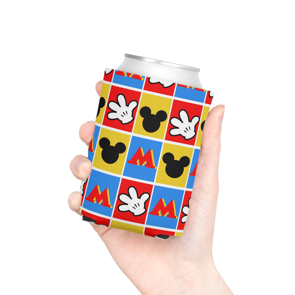 Checkerboard Mickey Hands Can Cooler Drink Koozie