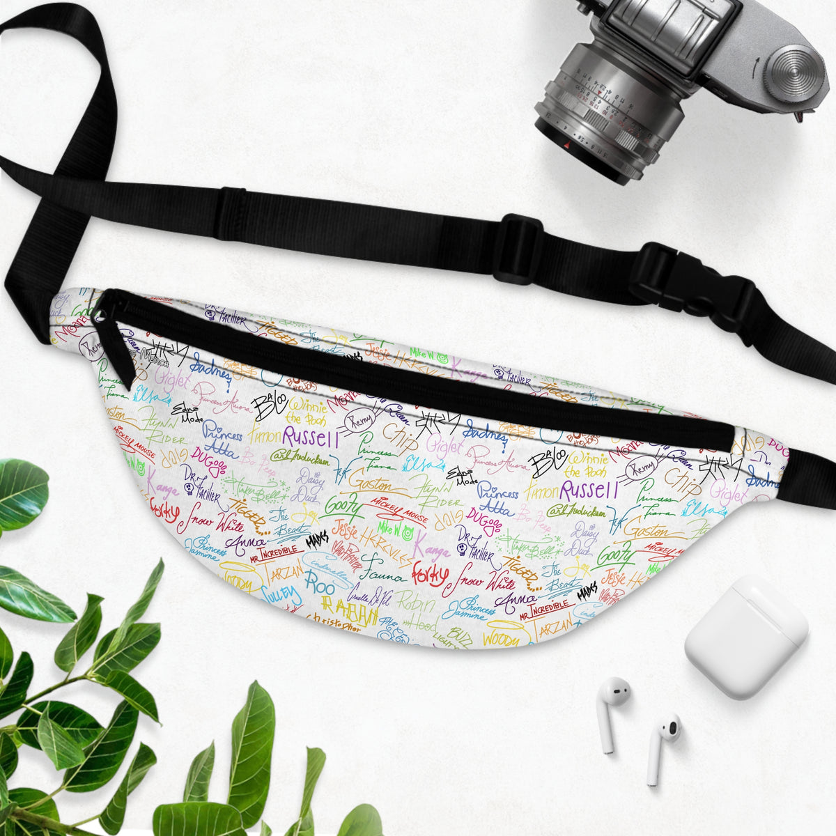 Character Autographs on White Beach Club Fanny Pack