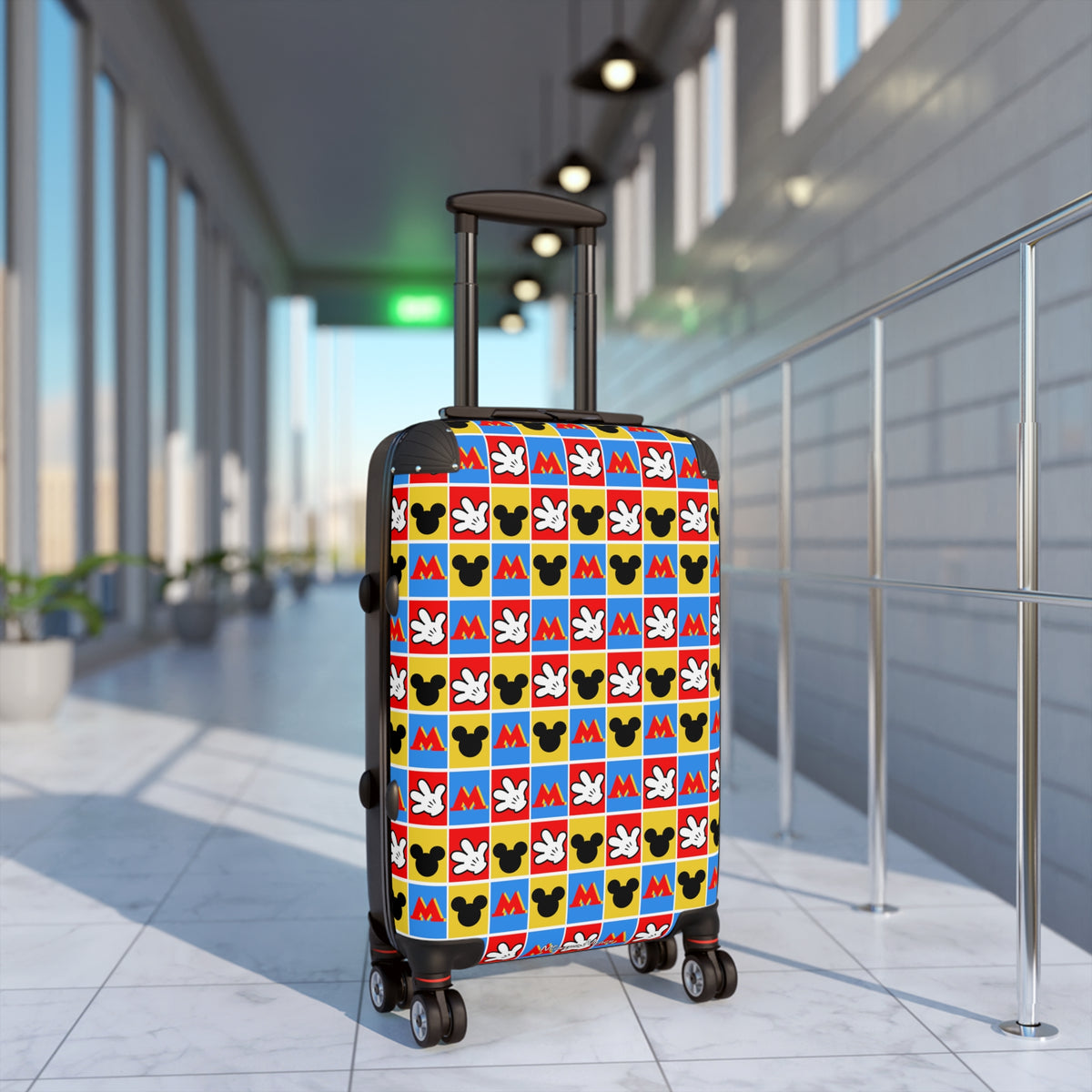 Checkerboard Mickey Hands Polycarbonate Suitcase