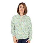 Character Autographs on Green Hooded Sweatshirt