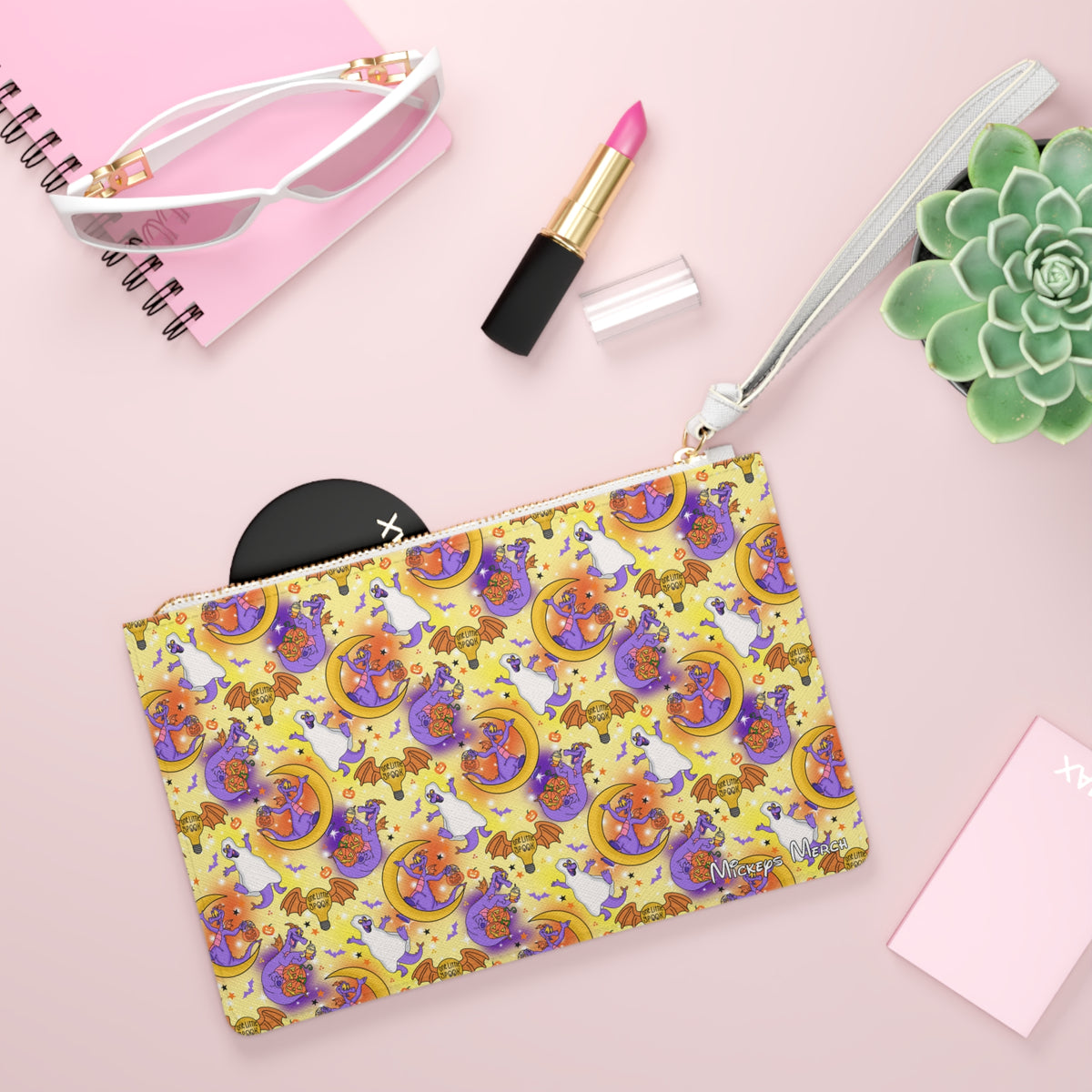 Figment on the Moon Yellow Convertible Wristlet Clutch