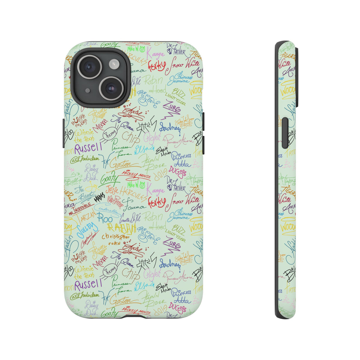 Character Autographs on Green Resort Ready Cell Phone Tech Case