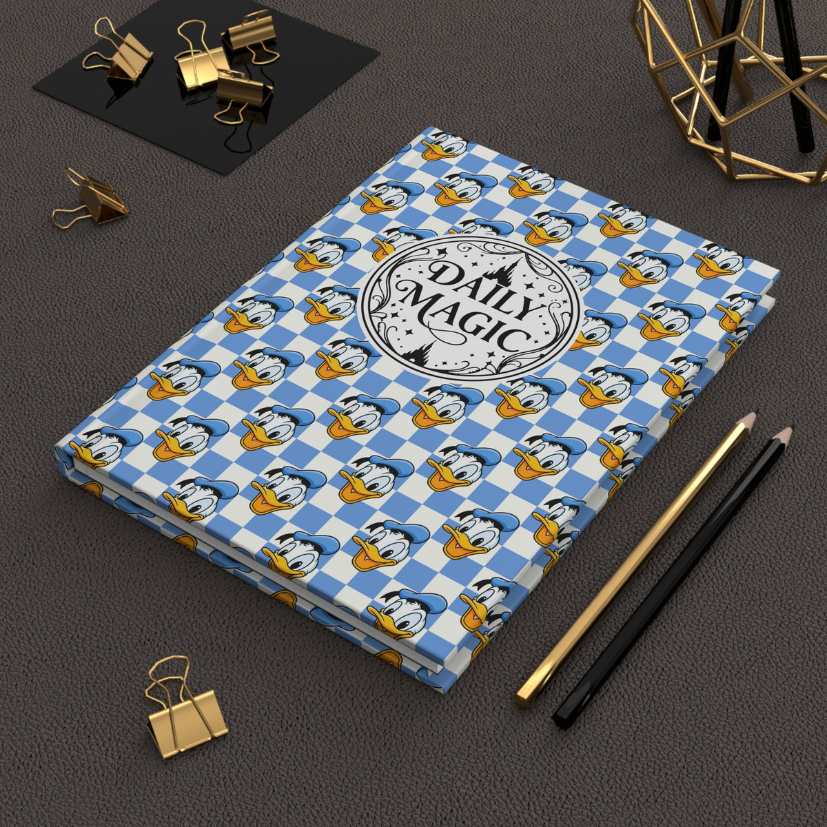 Blue Checkerboard Donald Daily Magic Matte Hardcover Journal