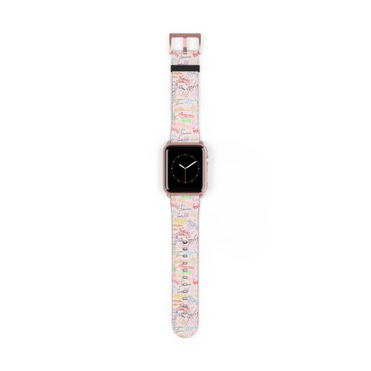 Character Autographs on Pink Whimsical Watch Band - Apple