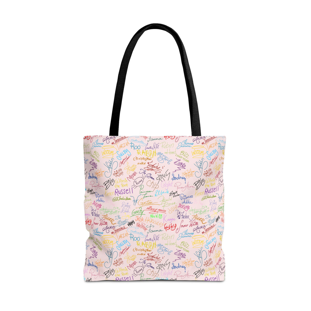 Character Autographs on Pink Tote Bag
