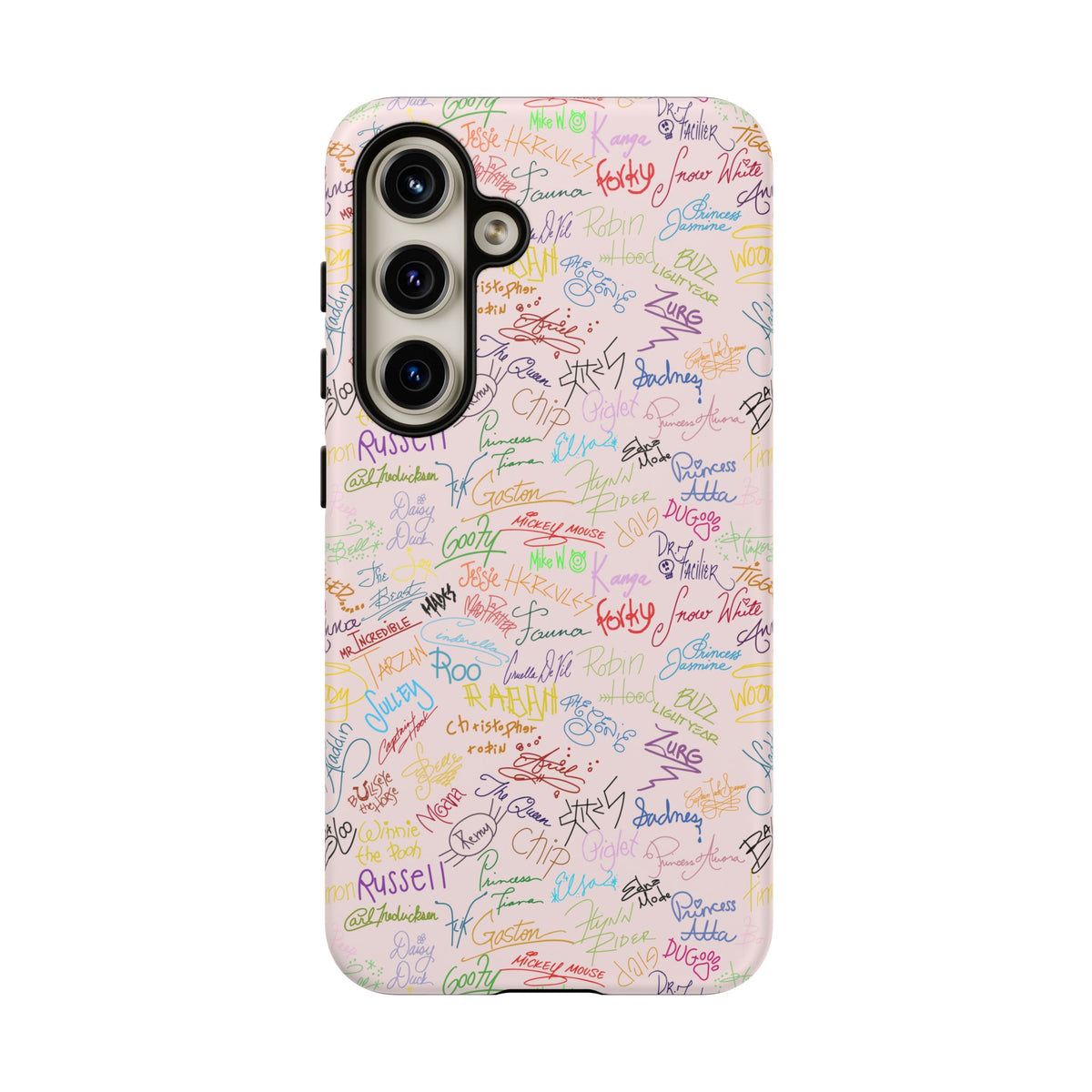 Character Autographs on Pink Resort Ready Cell Phone Tech Case
