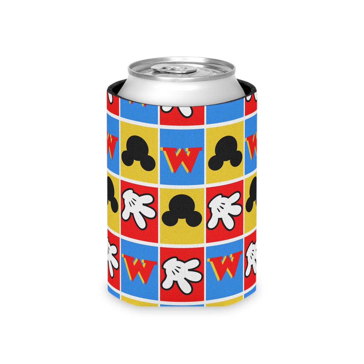 Checkerboard Mickey Hands Can Cooler Drink Koozie