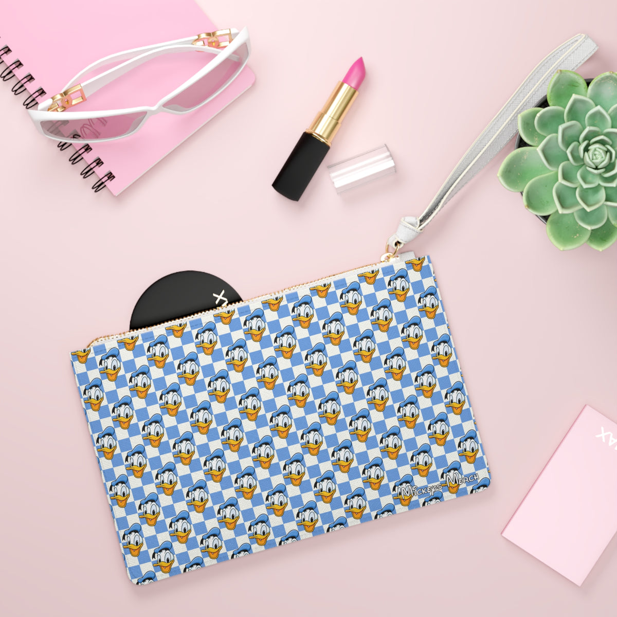 Blue Checkerboard Donald Convertible Wristlet Clutch