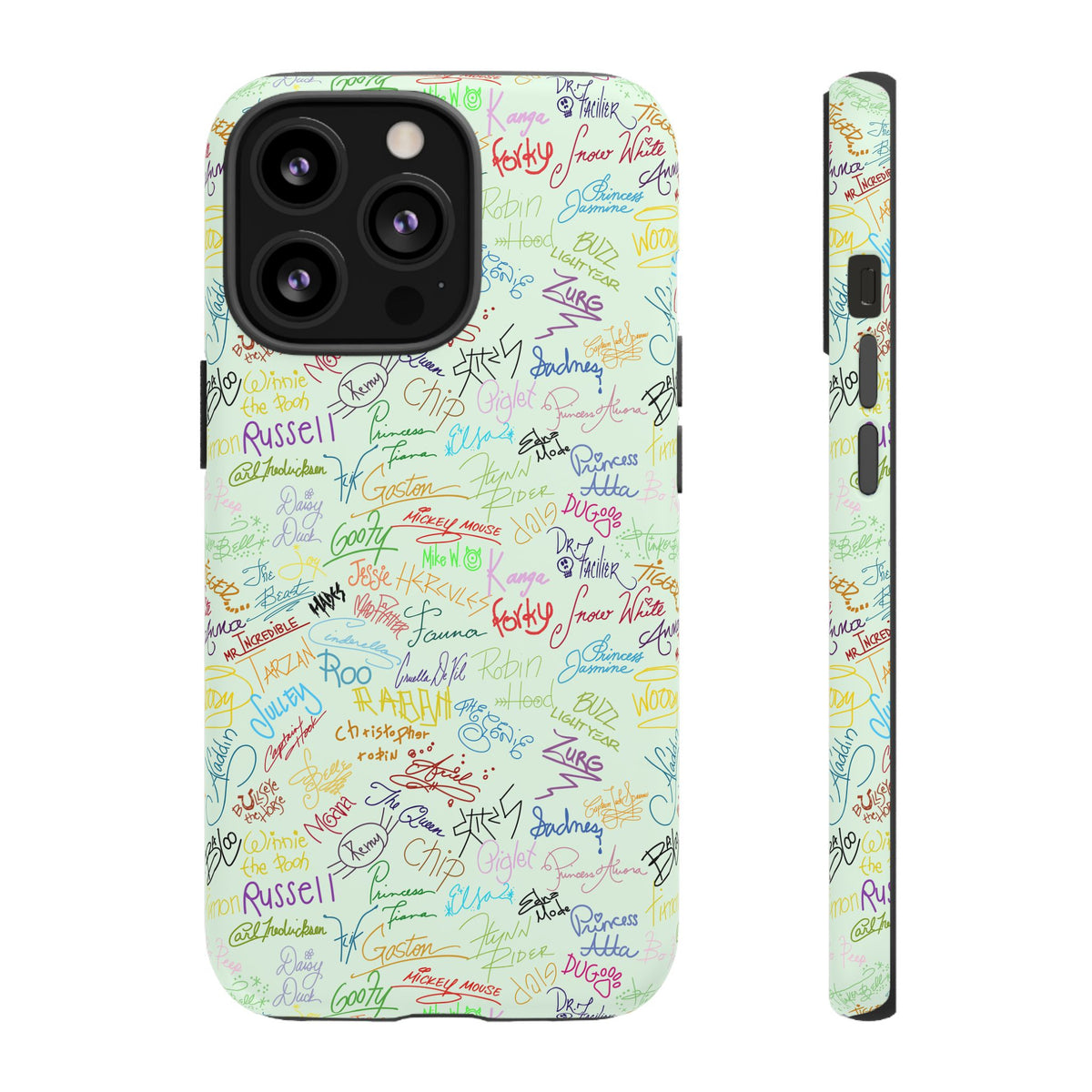 Character Autographs on Green Resort Ready Cell Phone Tech Case