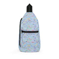 Character Autographs on Blue Crossbody Sling Bag