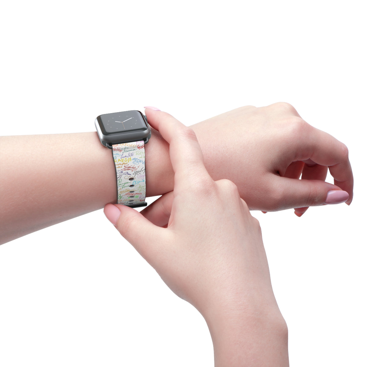 Character Autographs on White Whimsical Watch Band - Apple