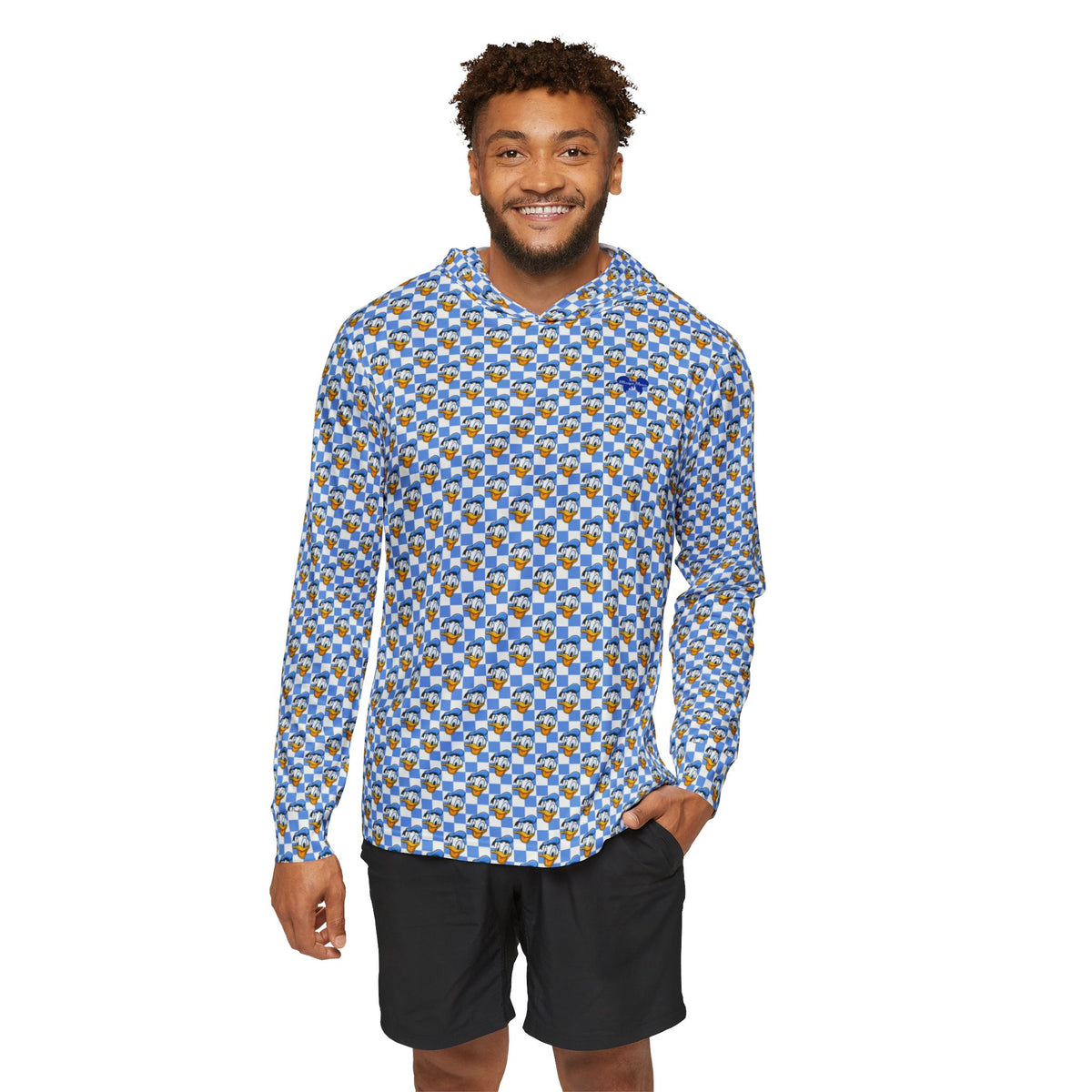 Blue Checkerboard Donald Hooded Sun Shirt