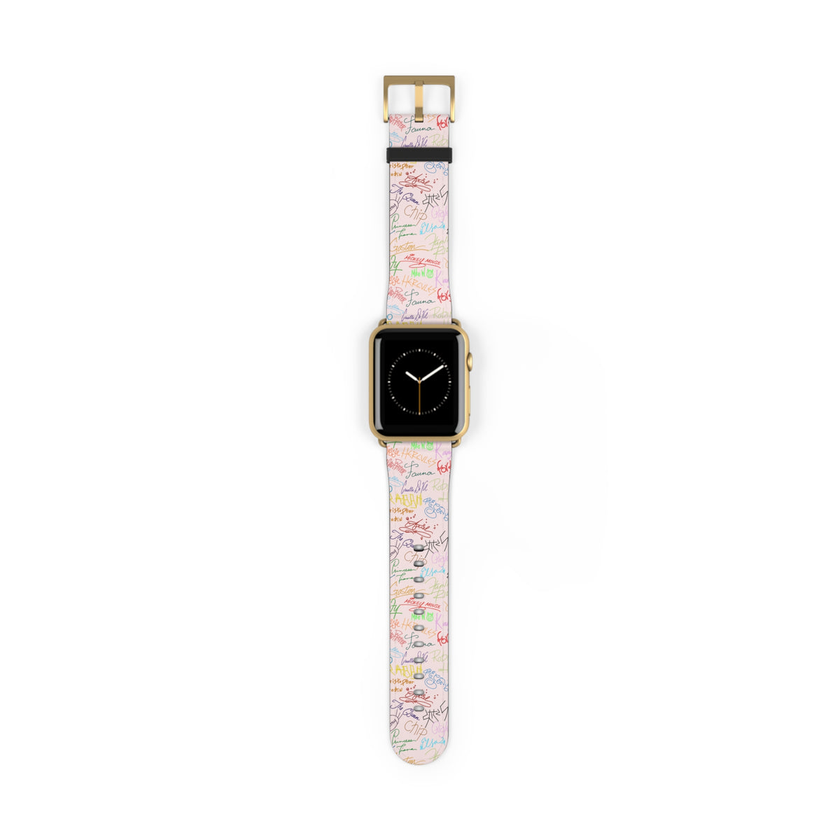 Character Autographs on Pink Whimsical Watch Band - Apple
