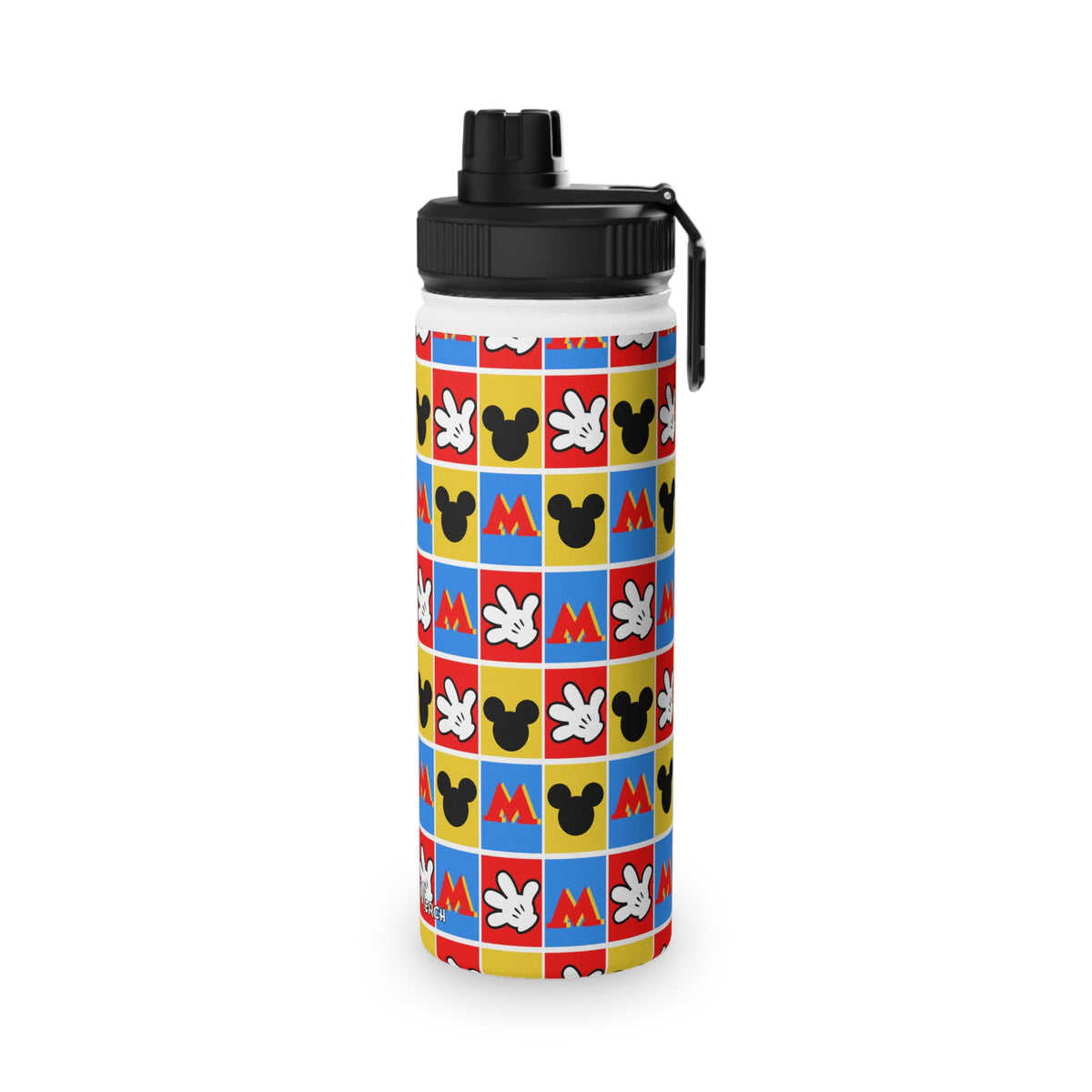 Checkerboard Mickey Hands Stainless Steel Water Bottle