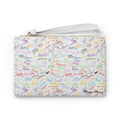 Character Autographs on White Convertible Wristlet Clutch