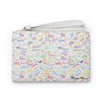Character Autographs on White Convertible Wristlet Clutch