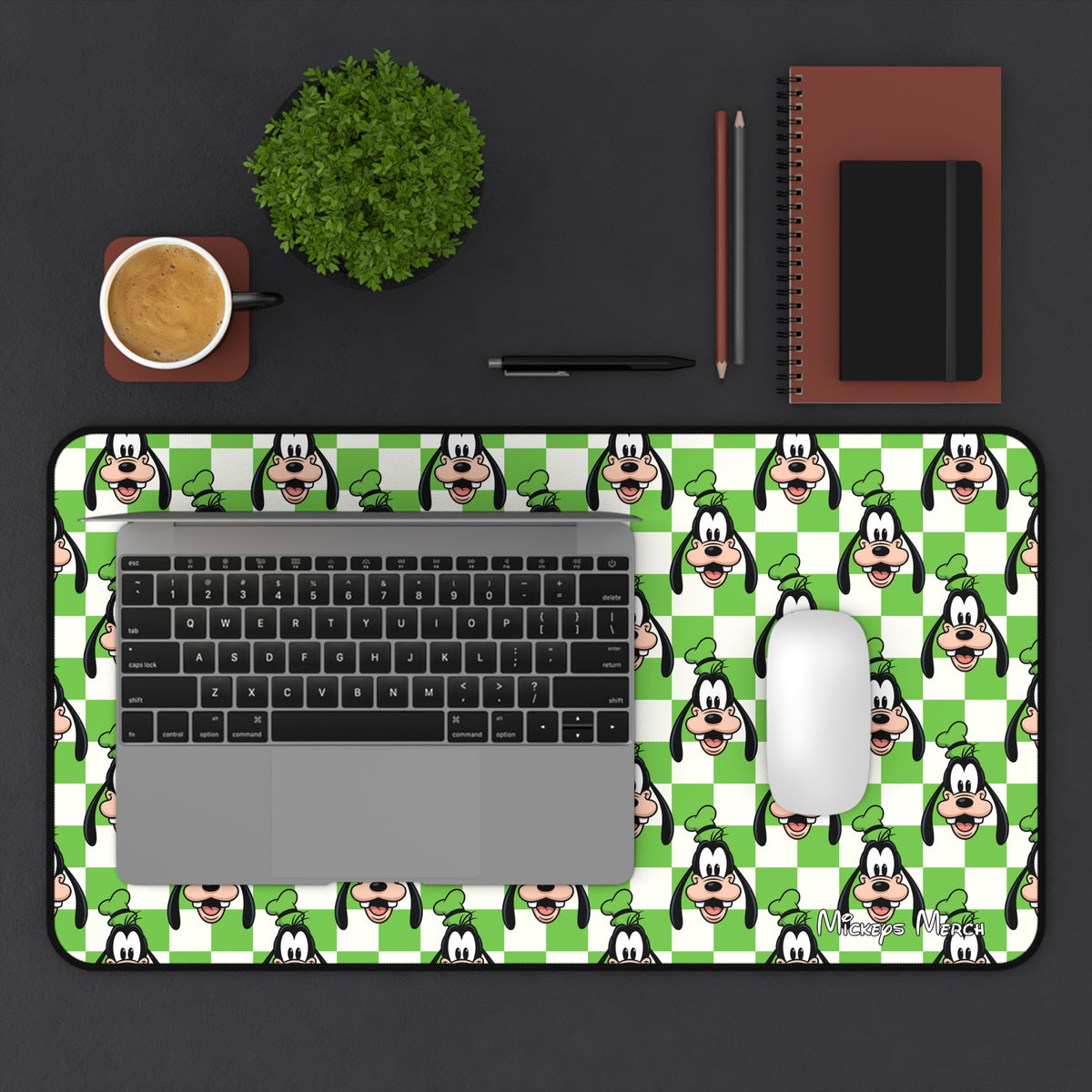 Green Checkerboard Goofy Stateroom Desk Mat