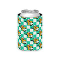 Teal Checkerboard Pluto Can Cooler Drink Koozie