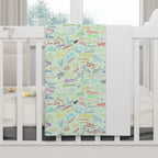 Character Autographs on Green Happily Ever After Baby Blanket