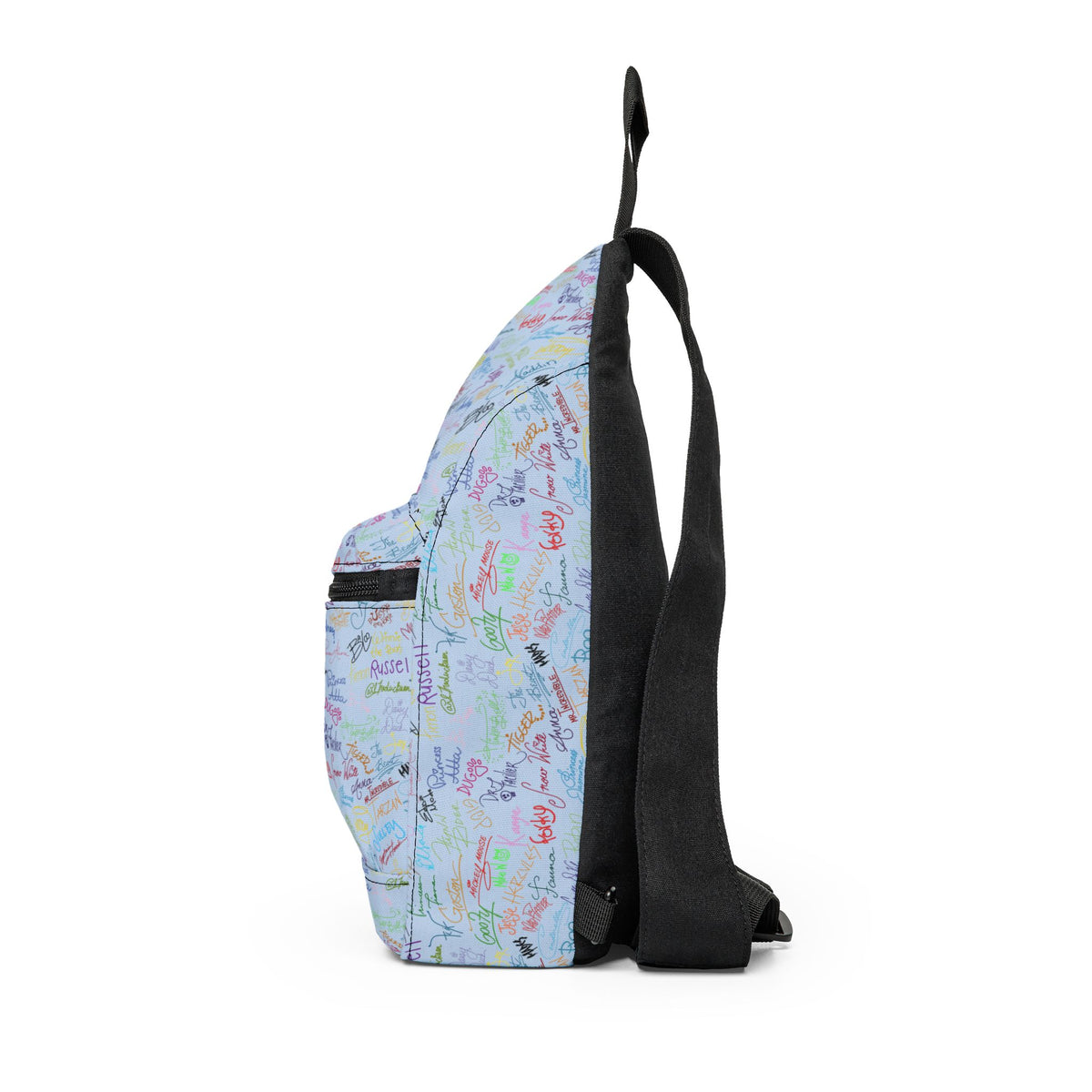 Character Autographs on Blue Crossbody Sling Bag
