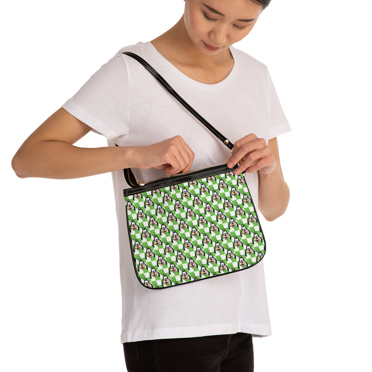 Green Checkerboard Goofy Small Shoulder Bag