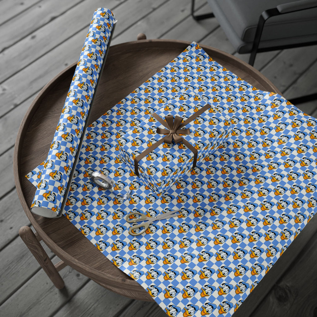 Blue Checkerboard Donald Wrapping Paper Roll