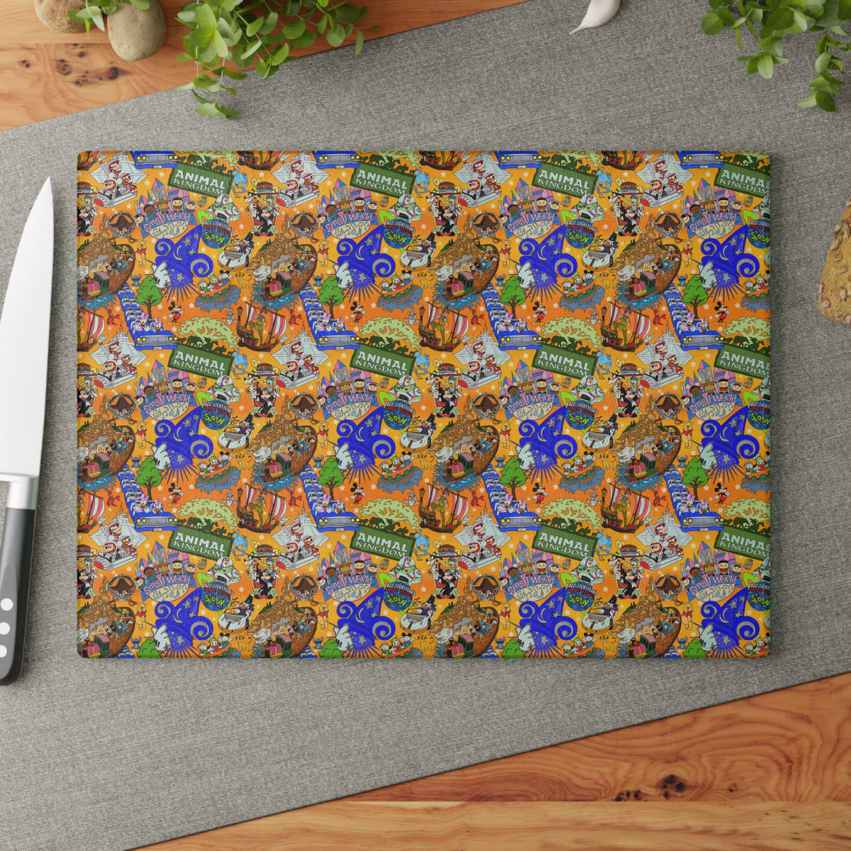 Four Parks Ride Collage Glass Cutting Board