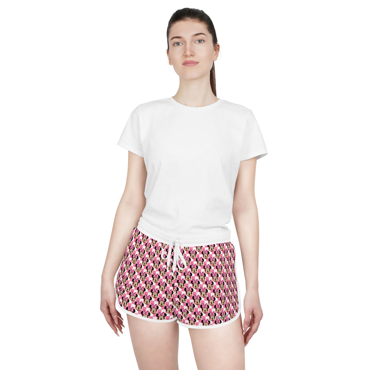 Pink Checkerboard Minnie Relaxed Dolphin Shorts