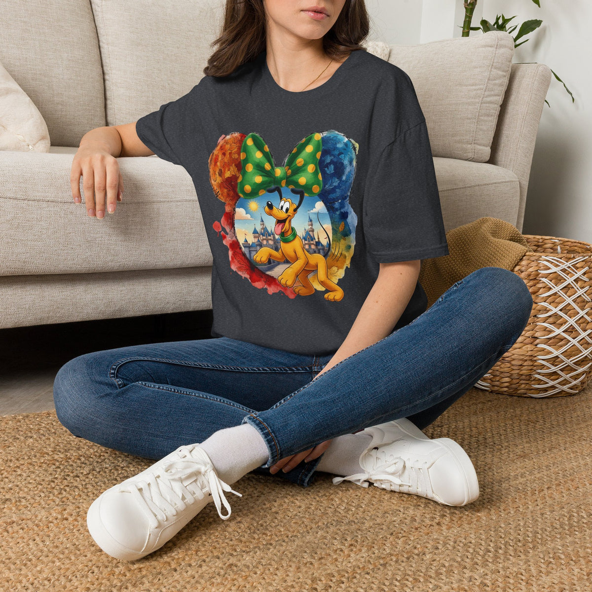 Sensational Six - Pluto's Playful Emerald Bow Castle Vignette Unisex Graphic Tee