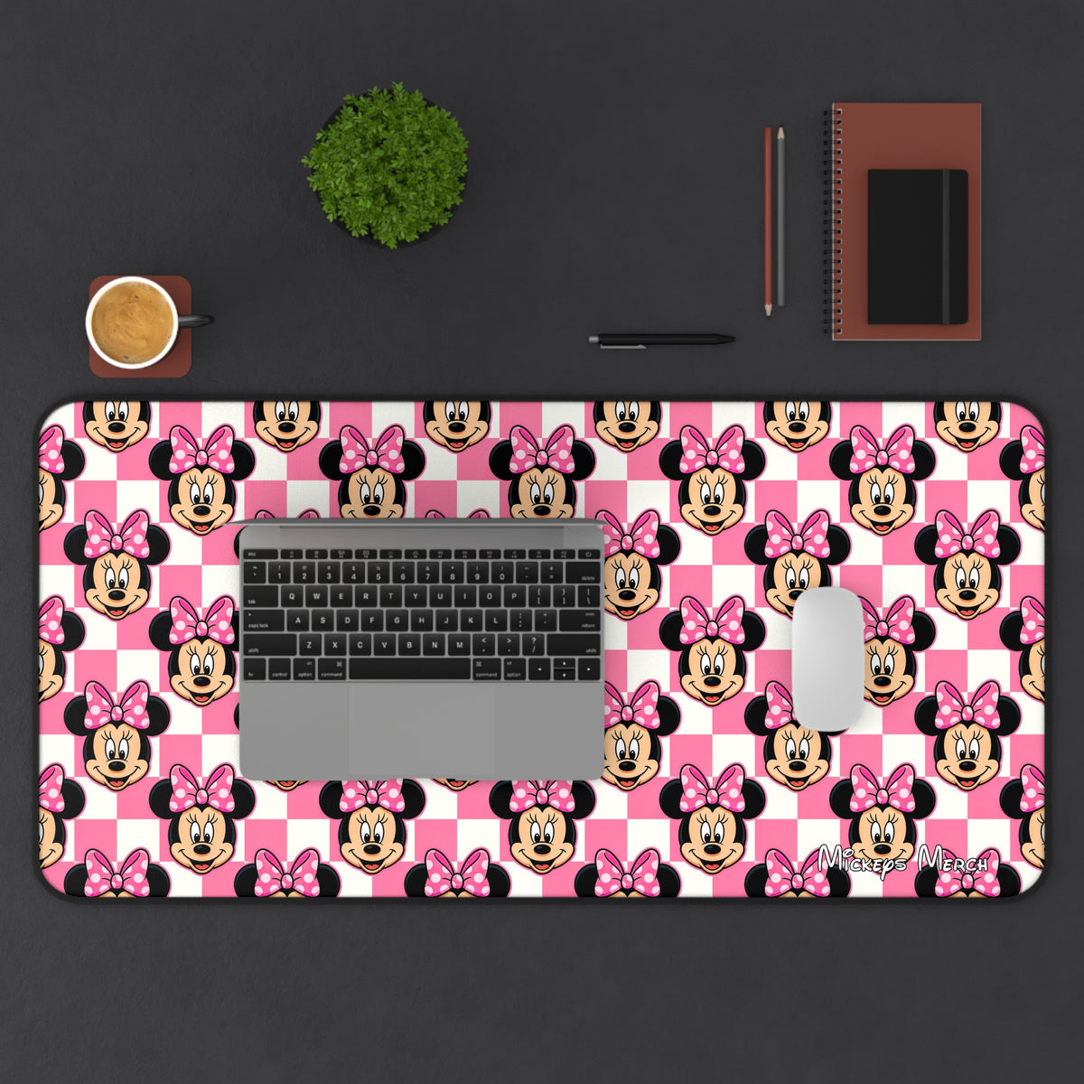 Pink Checkerboard Minnie Stateroom Desk Mat