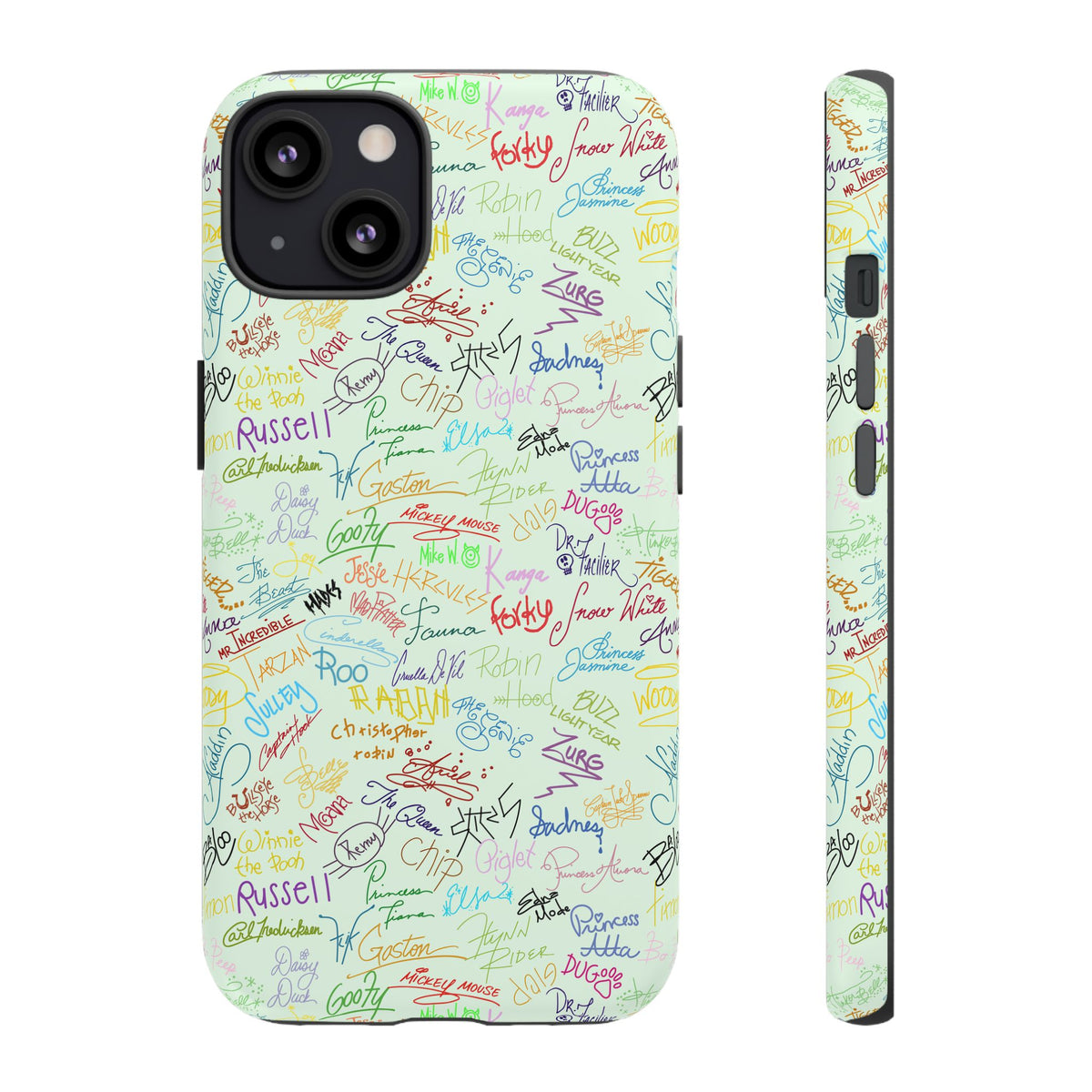 Character Autographs on Green Resort Ready Cell Phone Tech Case