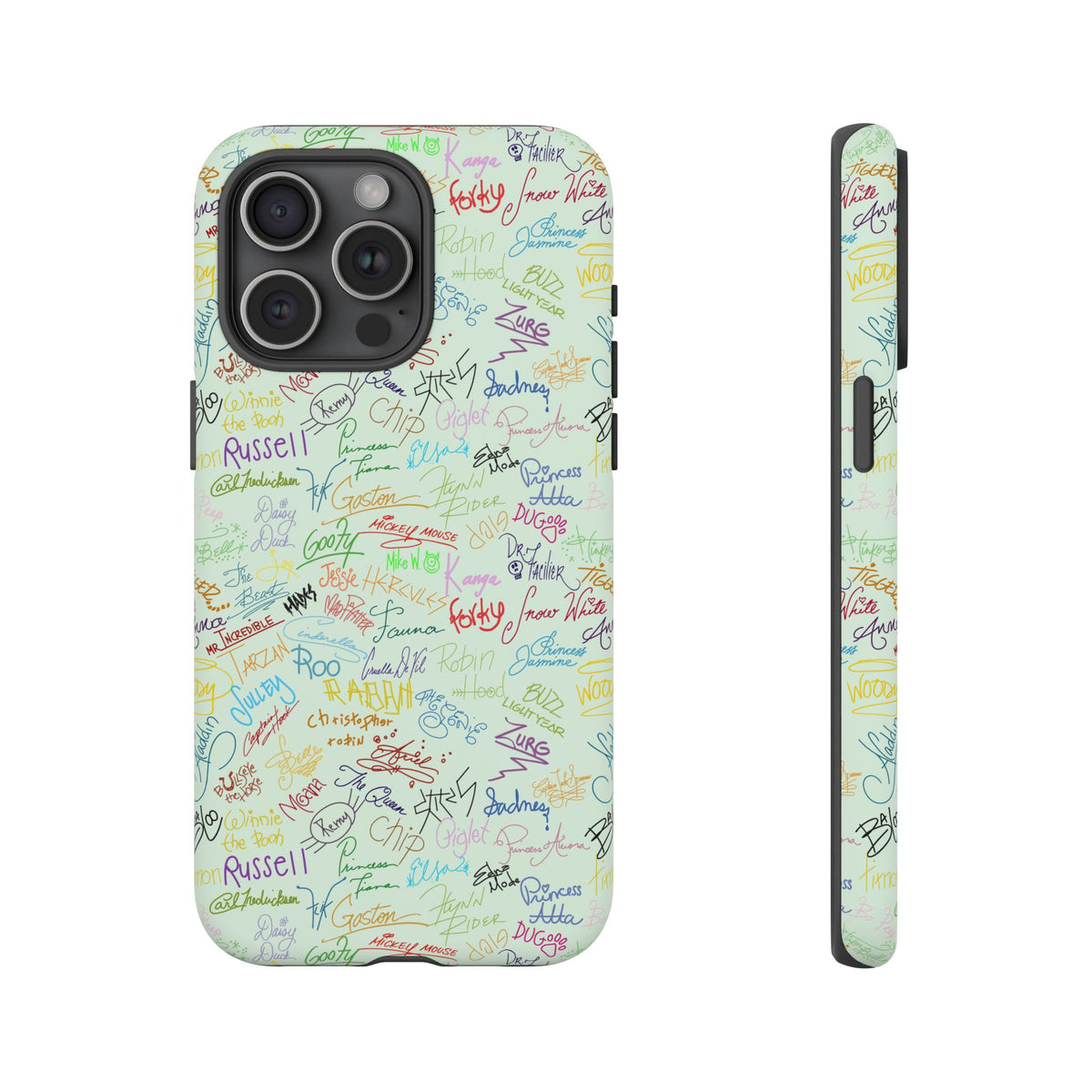 Character Autographs on Green Resort Ready Cell Phone Tech Case