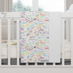 Character Autographs on White Happily Ever After Baby Blanket